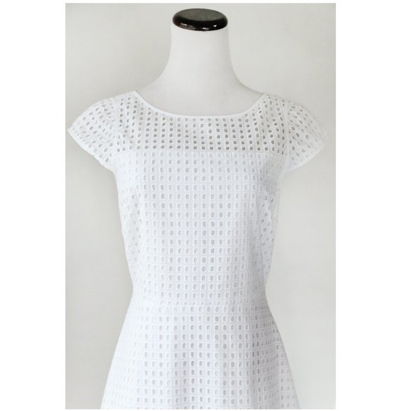 J CREW White Eyelet Lace Fit & Flare Dress 2 S - Picture 5 of 12